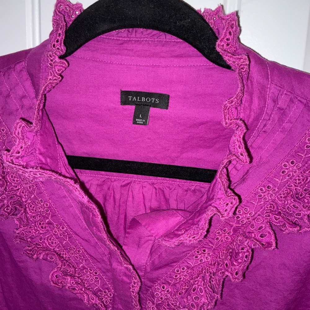 Talbots Fuchsia Ruffle Blouse - Picture 3 of 4